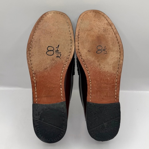Sz 8.5 D BASS "BRADFORD" MAINE, USA Men's Burgundy Leather Shoes, Penny Loafers - Picture 10 of 10